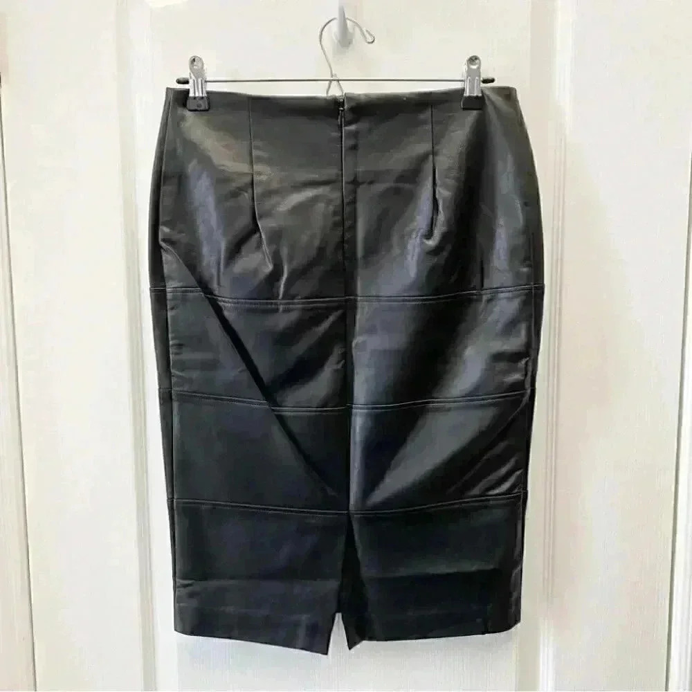 Reitman’s Black Faux Leather Pencil Skirt High Waisted Size 4 - Picture 6 of 16